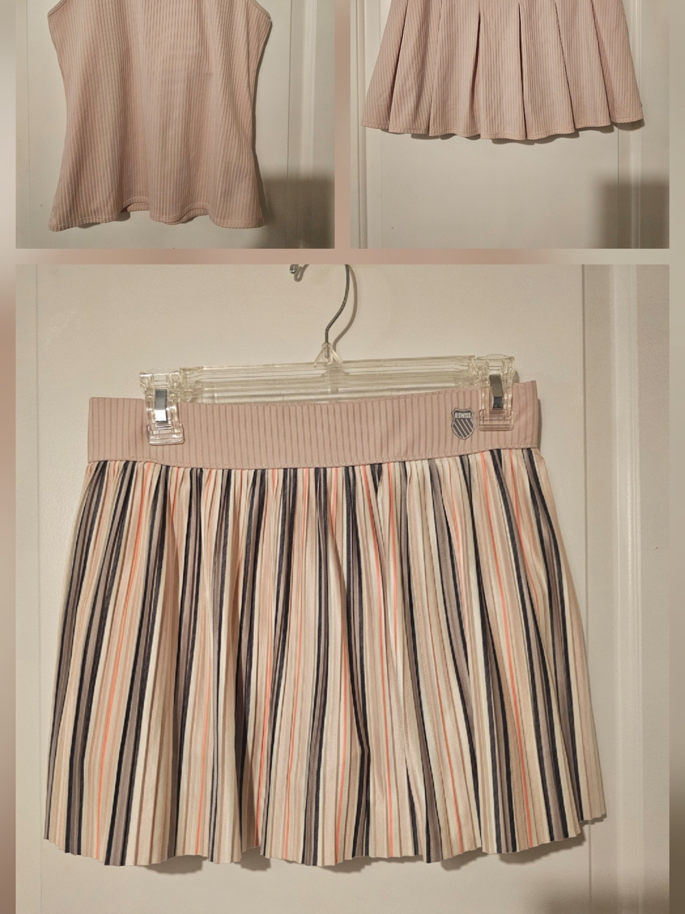 Women’s Tennis 3-Piece Bundle – Blush Pink Tank + 2 Skirts – Medium